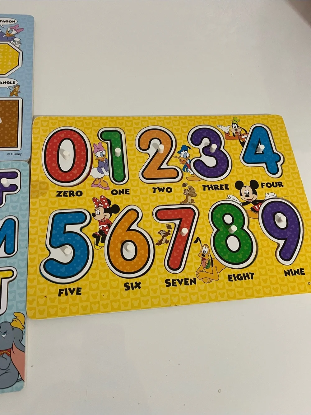 Disney Wooden Alphabet & Number Puzzle Set - Blue, Yellow, Red, Green, Purple